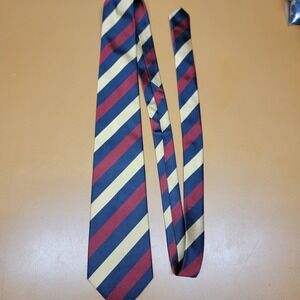 Ben Silver Charleston London Striped Silk Handmade Tie Navy Red Gold